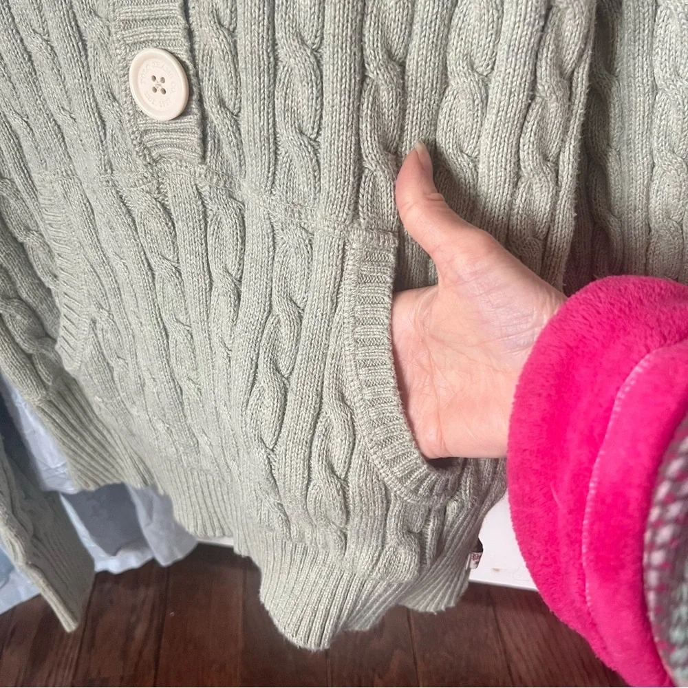Polo Jeans Ralph Lauren Sage Cable Knit pullover Sweater kids sz L